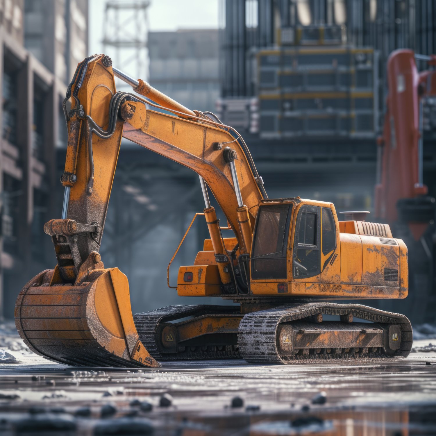 Excavator digging foundations